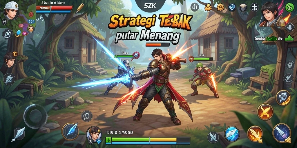 Screenshot gameplay 5ZK menunjukkan pertempuran strategi yang mendebarkan.