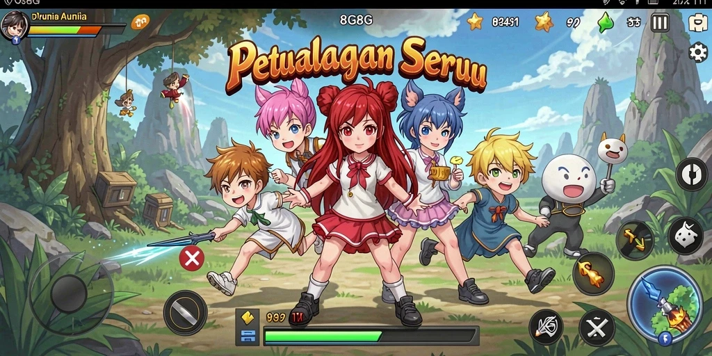 Screenshot menampilkan aksi seru dalam game Anime 8G8G.