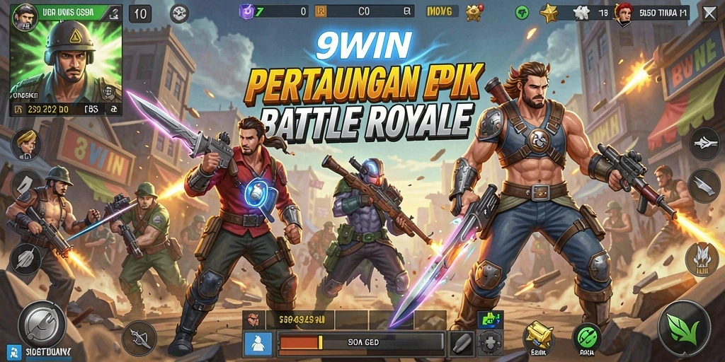 Gameplay seru 9WIN dalam pertempuran Battle Royale.