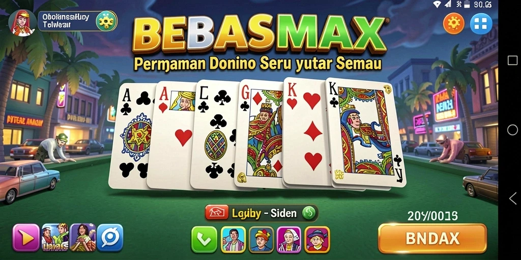 Tampilan gameplay seru dalam BEBASMAX saat bermain Domino.