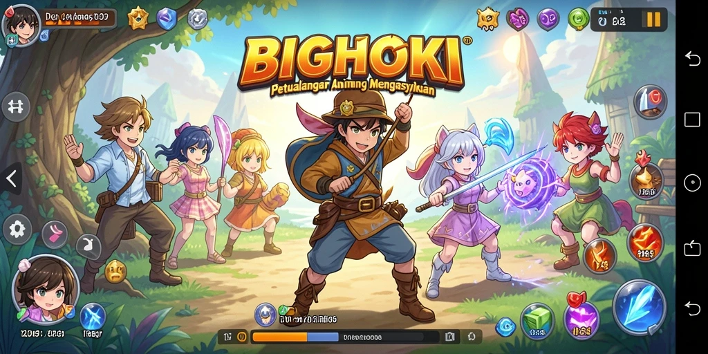 Gameplay BIGHOKI yang penuh warna dan karakter Anime menarik