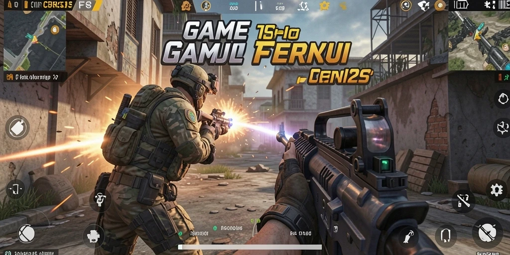 Tangkapan layar menunjukkan pertempuran intens dalam game FPS.