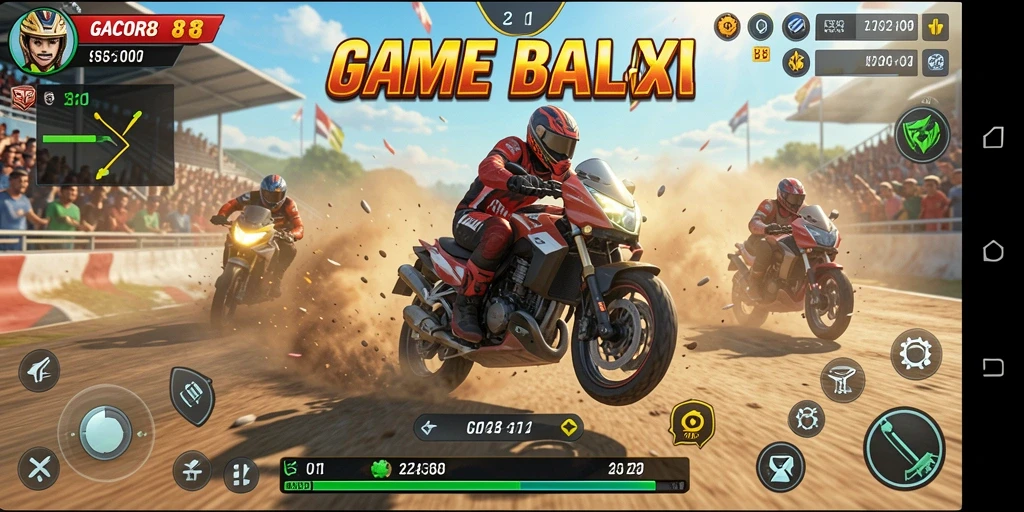 Tampilan gameplay GACOR88 yang intens dan penuh aksi balap.