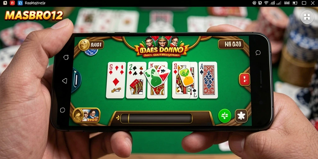 Screenshot gameplay MASBRO12 menampilkan aksi seru permainan Domino.