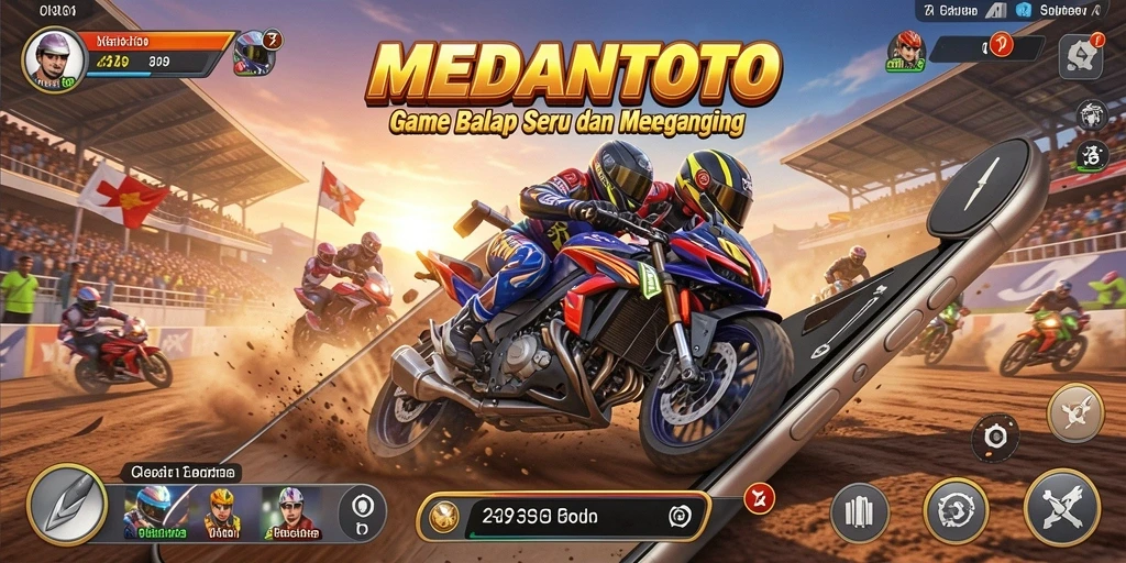 Screenshot gameplay MEDANTOTO menampilkan aksi balapan yang mendebarkan.