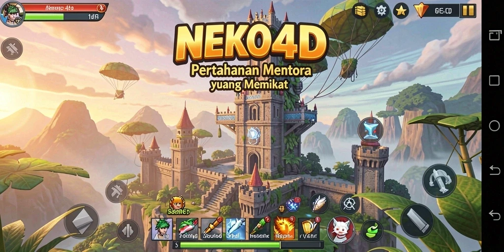Tampilan menegangkan dari gameplay Tower Defense NEKO4D yang penuh aksi.