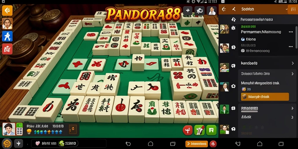 Screenshot gameplay Mahjong PANDORA88 menampilkan suasana permainan yang seru.