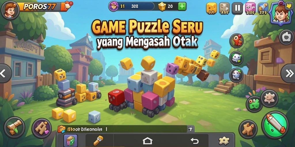 Screenshot gameplay POROS77 yang menampilkan tantangan puzzle menarik.