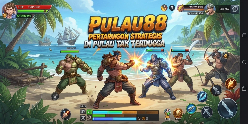 Screenshot PULAU88 menunjukkan aksi pertempuran yang memukau dan strategis.
