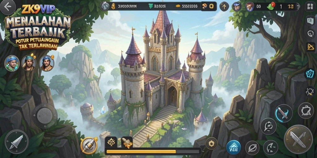 Tangkapan layar gameplay ZK9VIP yang menunjukkan menara bertahan melawan serangan musuh.